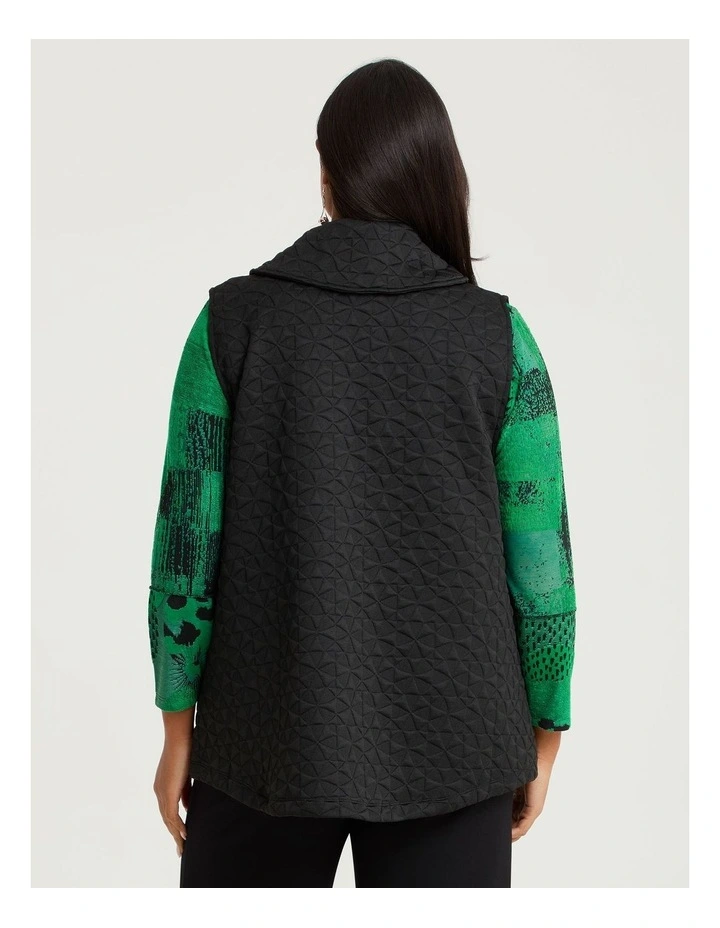 Jacquard Knit Zip Front Vest Black image 2