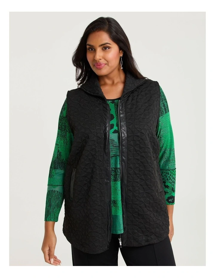Jacquard Knit Zip Front Vest Black image 3