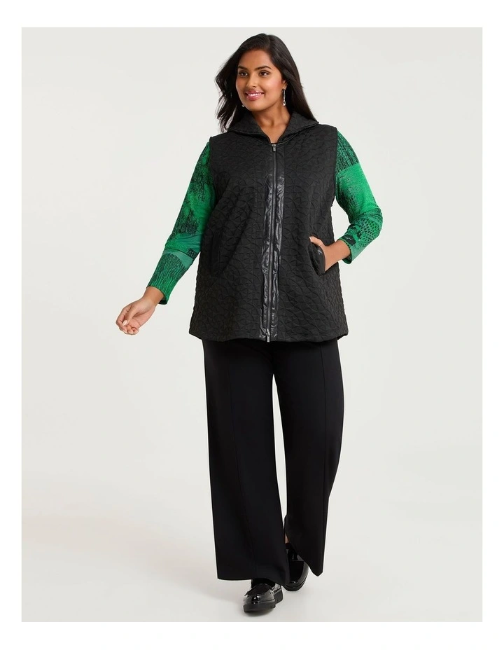 Jacquard Knit Zip Front Vest Black image 4