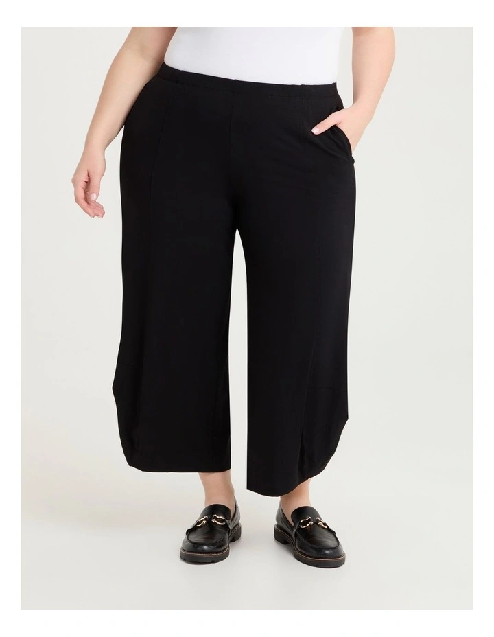 Petite Drape Lantern Natural Pant in Black image 1