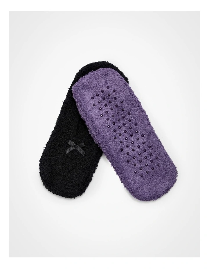Cosy Slip On Socks 2 Pack in Multi image 2