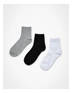 Cotton Ribbed Socks 3 Pack in Multi