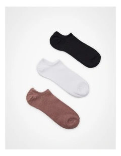 3 Pack Textured Cotton Socks Multi