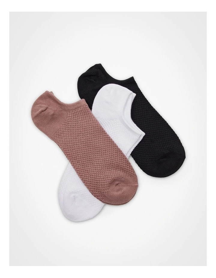 3 Pack Textured Cotton Socks Multi image 5