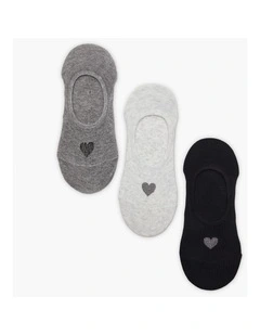 3 Pack No Show Bamboo Love Socks Multi