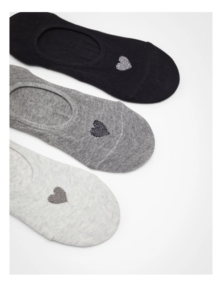 3 Pack No Show Bamboo Love Socks Multi image 2