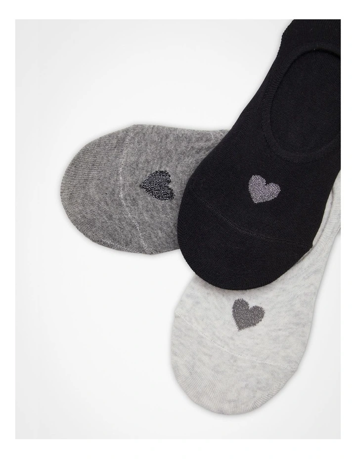 3 Pack No Show Bamboo Love Socks Multi image 6