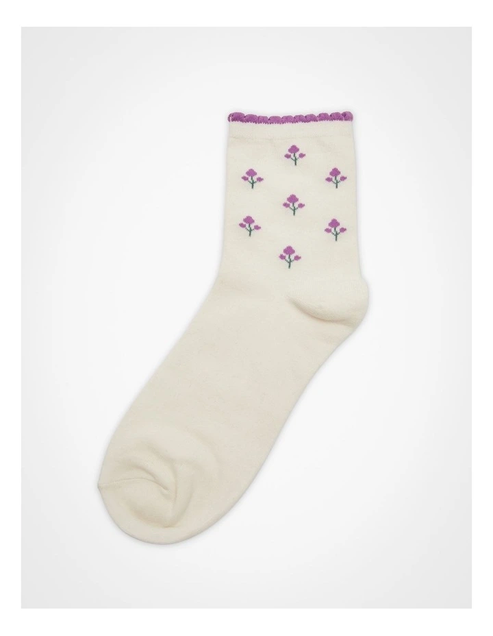 2 Pack Cotton Floral Socks Multi image 3