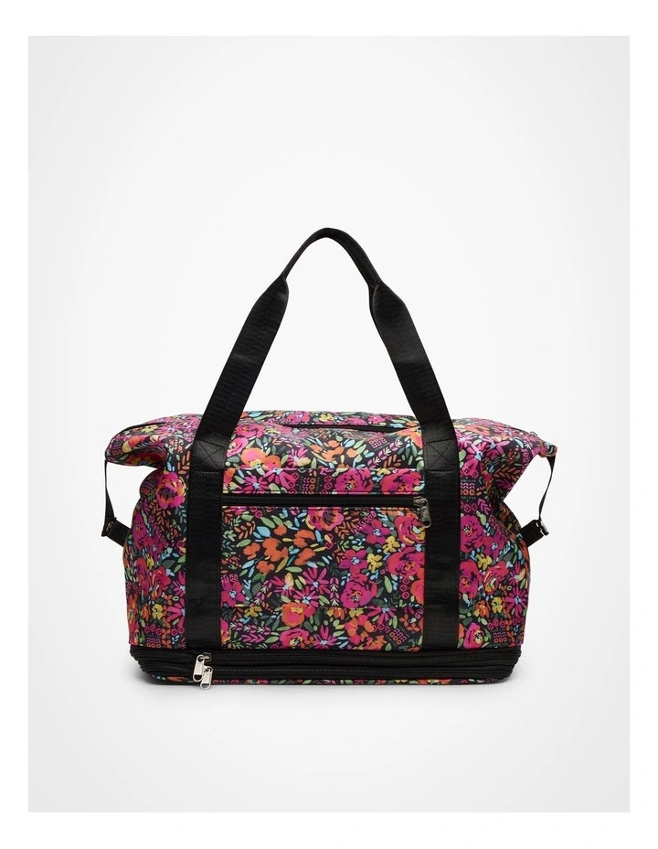 Floral Expandable Travel Bag Black Floral image 1