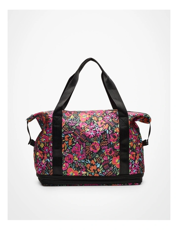 Floral Expandable Travel Bag Black Floral image 2