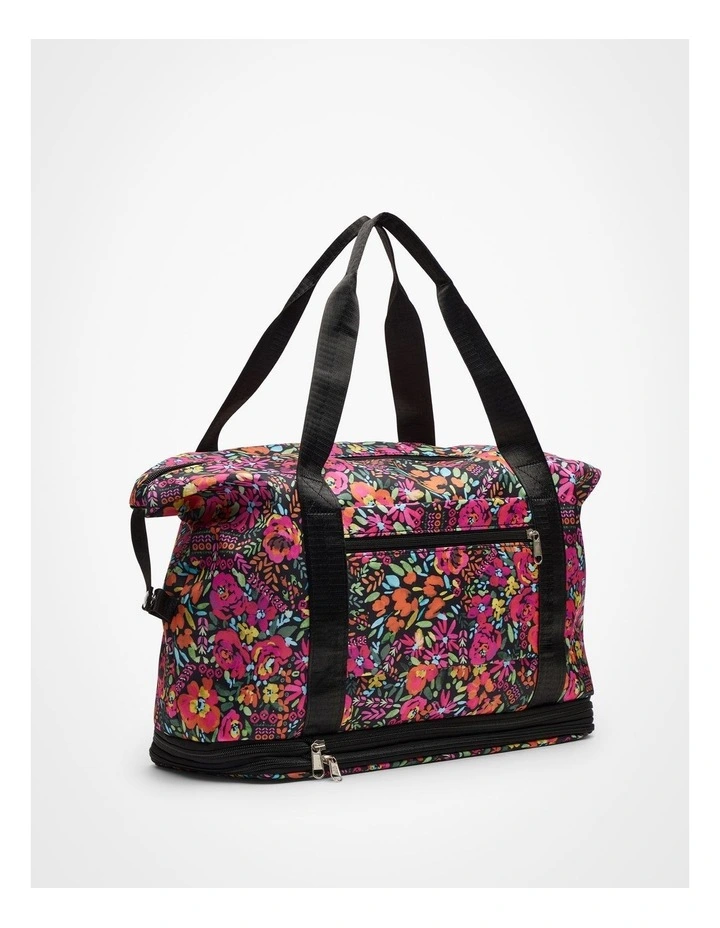 Floral Expandable Travel Bag Black Floral image 3