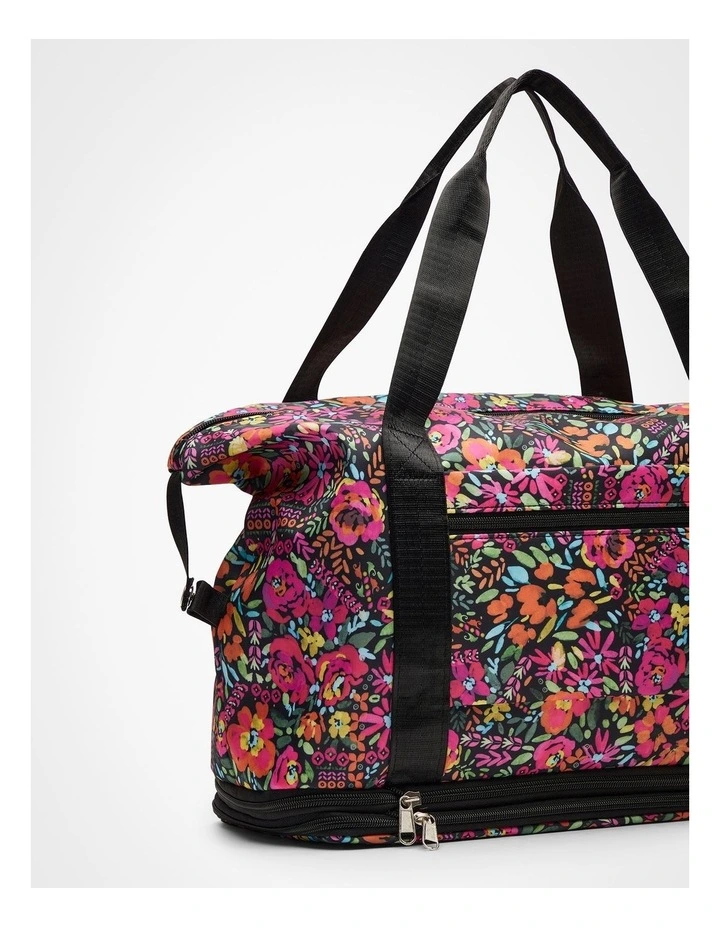 Floral Expandable Travel Bag Black Floral image 4