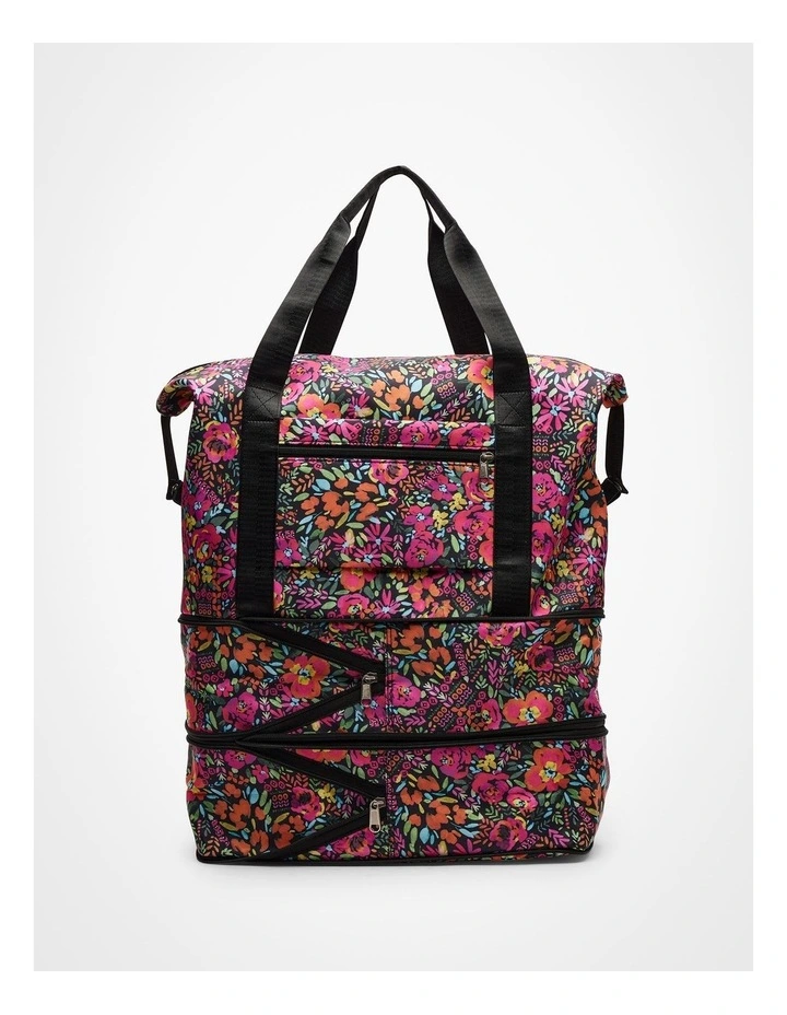 Floral Expandable Travel Bag Black Floral image 5