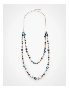 Crystal Layered Necklace Blue