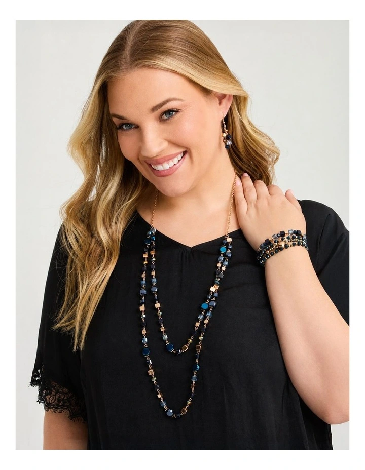 Crystal Layered Necklace Blue image 2