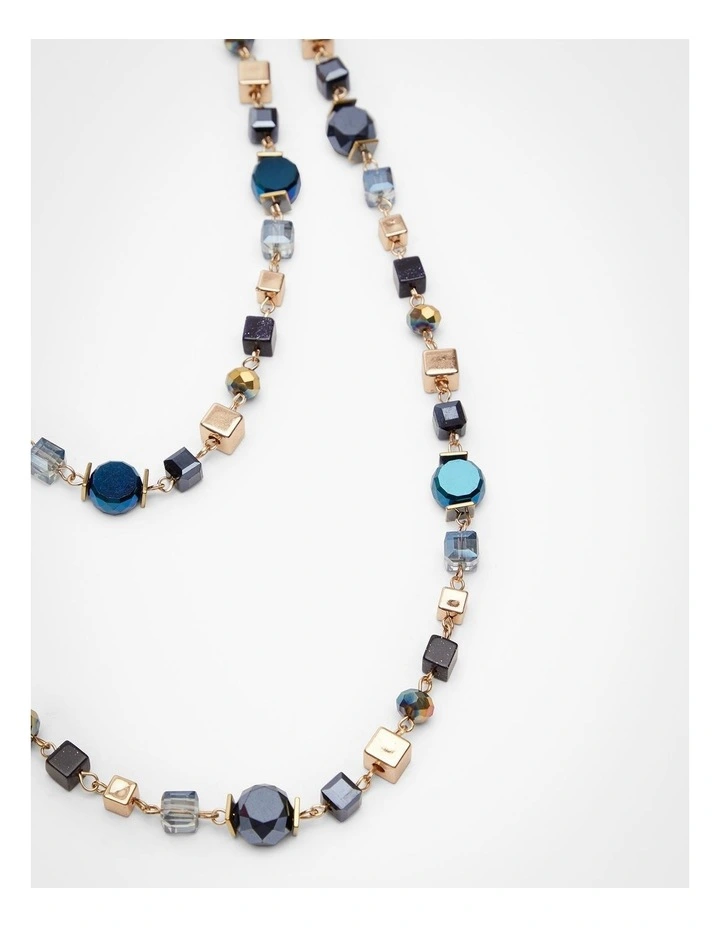 Crystal Layered Necklace Blue image 3