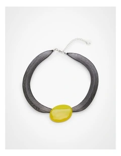 Abstract Netted Statement Necklace Yellow