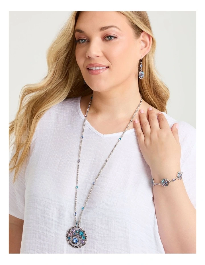 Delicate Jewels Round Drop Necklace Blues image 2