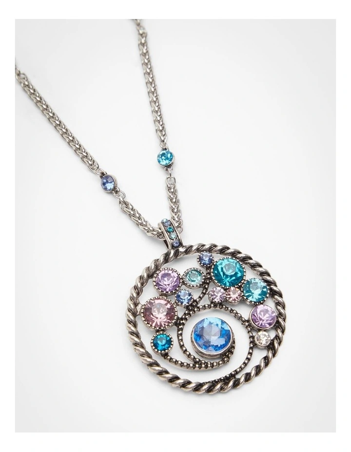Delicate Jewels Round Drop Necklace Blues image 3