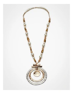 Natural Gong Long Necklace Beige