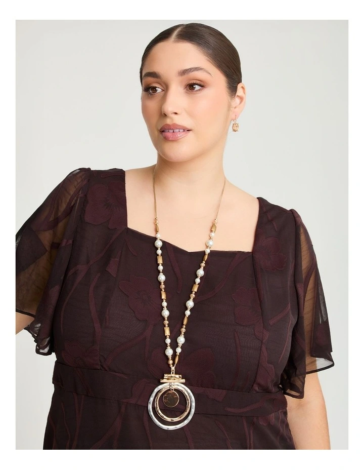 Natural Gong Long Necklace Beige image 2