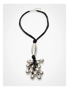 Multi Ball Lariat Necklace Silver
