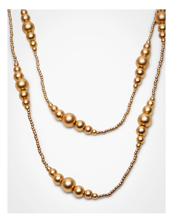 Fully Beaded Long Necklace Gold image 3
