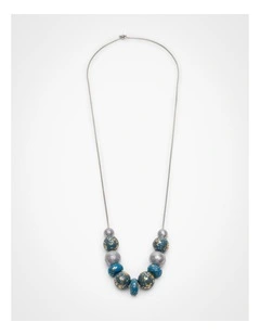 Polymer Teal Tones Clay Necklace Blue