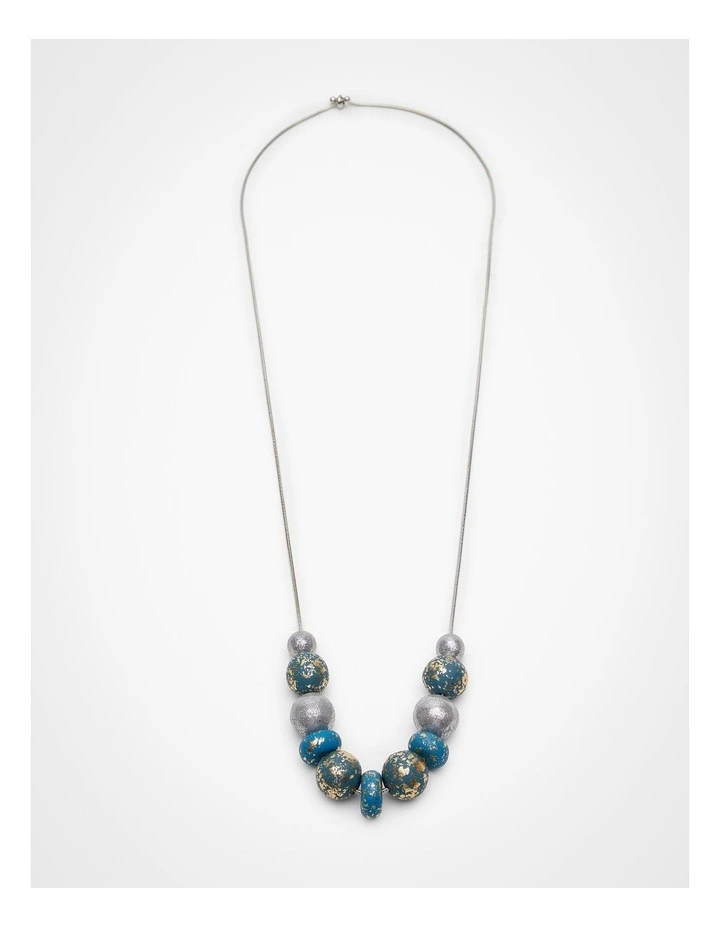 Polymer Teal Tones Clay Necklace Blue image 1