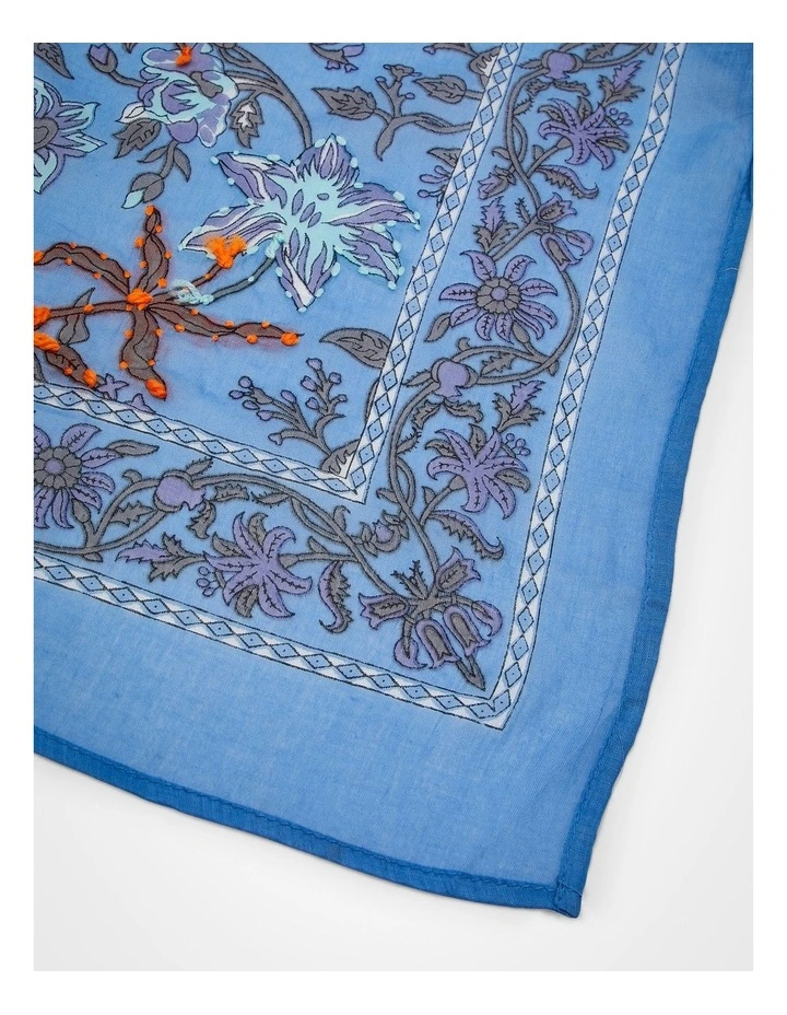 Embroidered Spliced Blue Poncho Multi image 4
