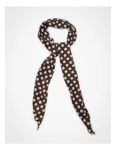 Thin Large Polka Dot Scarf Brown