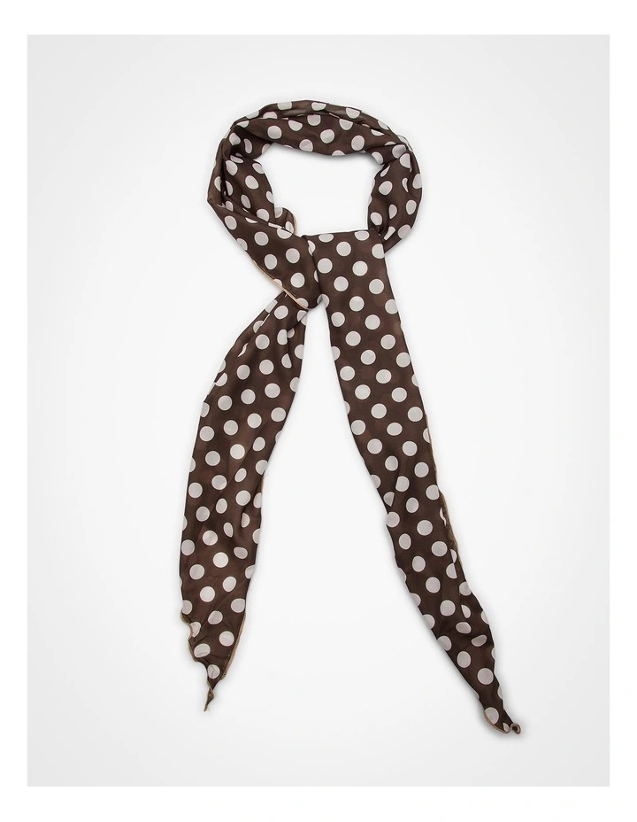 Thin Large Polka Dot Scarf Brown image 1