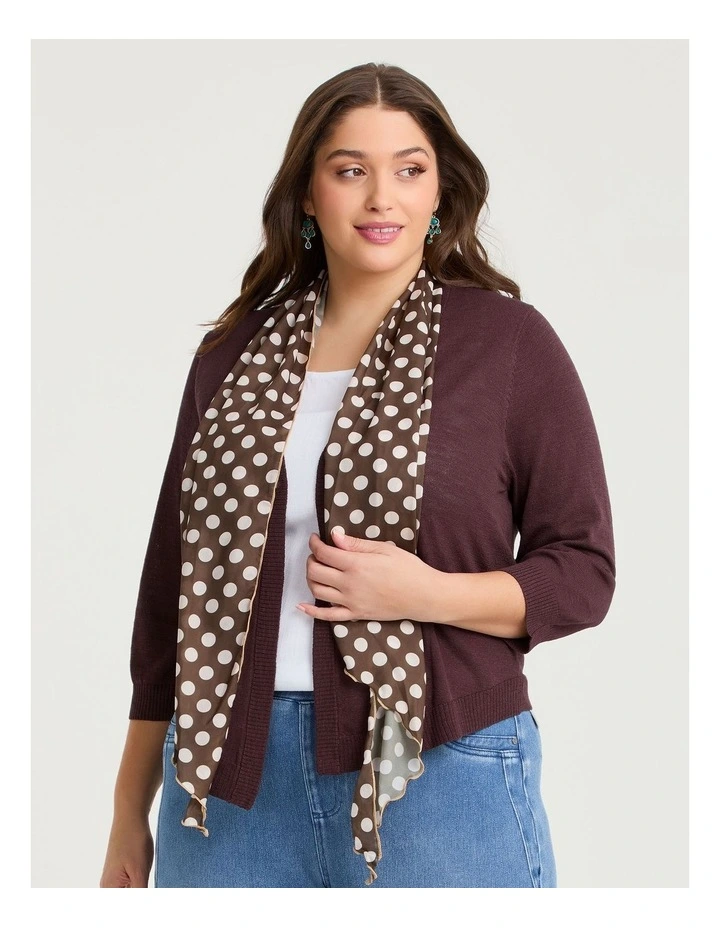 Thin Large Polka Dot Scarf Brown image 2