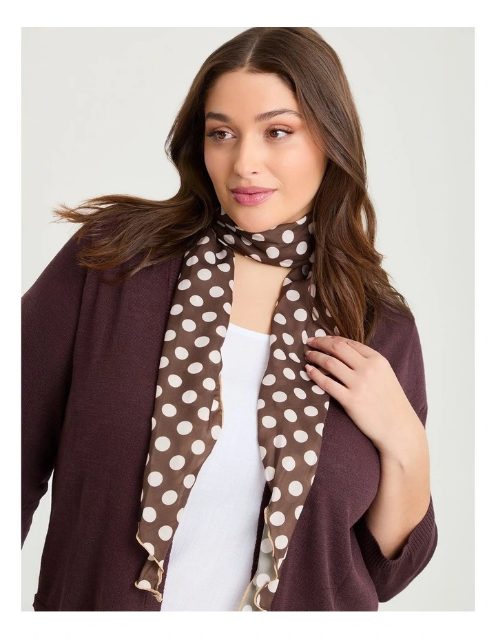 Thin Large Polka Dot Scarf Brown image 3