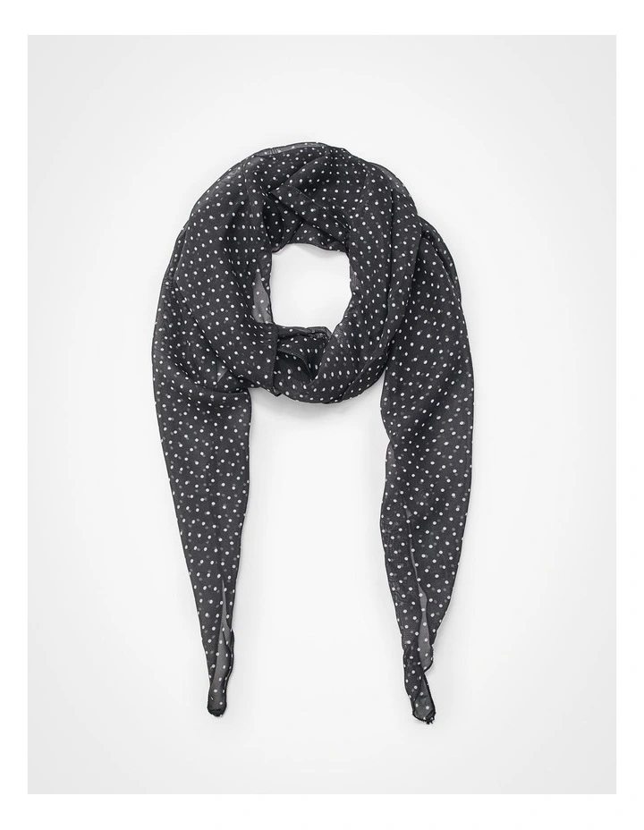 Thin Small Polka Dot Scarf Black/white image 1