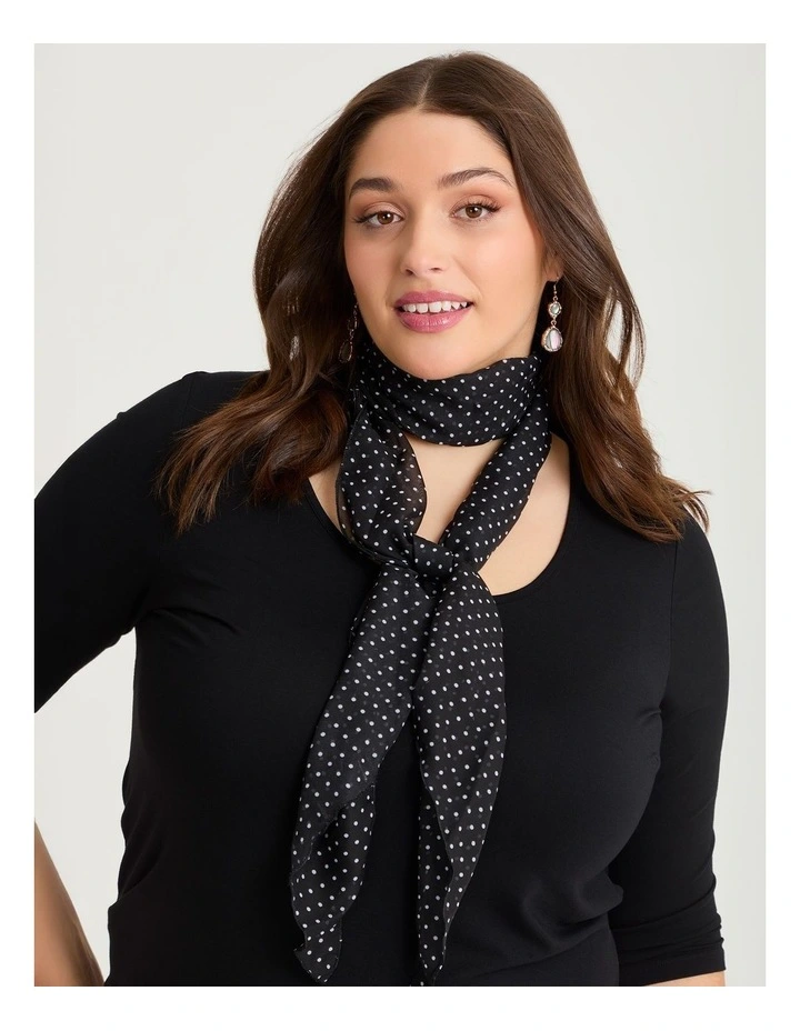 Thin Small Polka Dot Scarf Black/white image 2