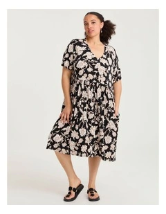 Joy Printed Dress Black/cream