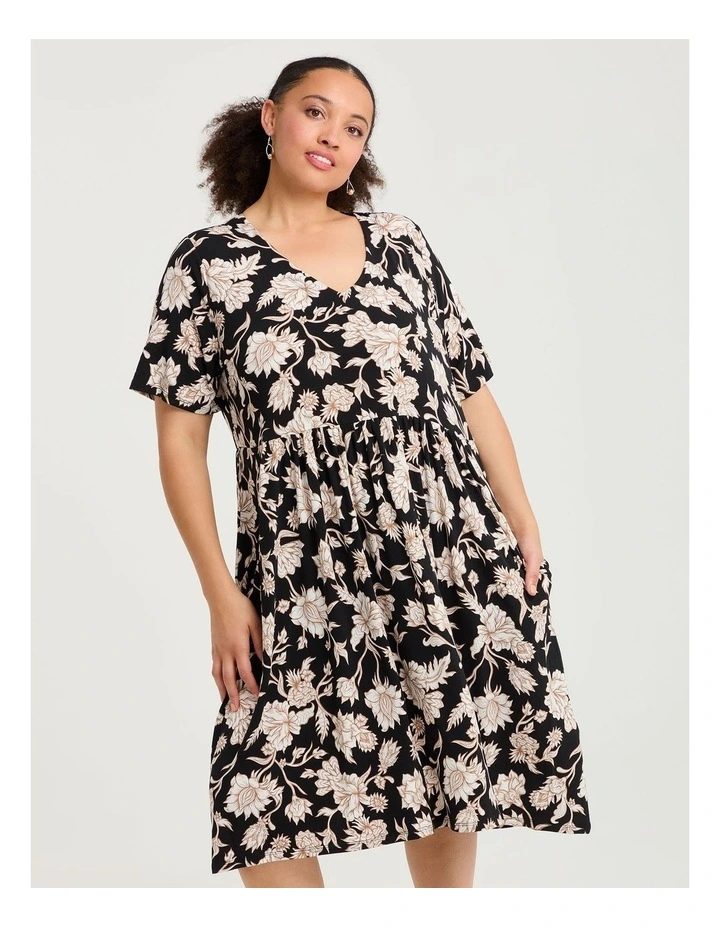 Joy Printed Dress Black/cream image 3