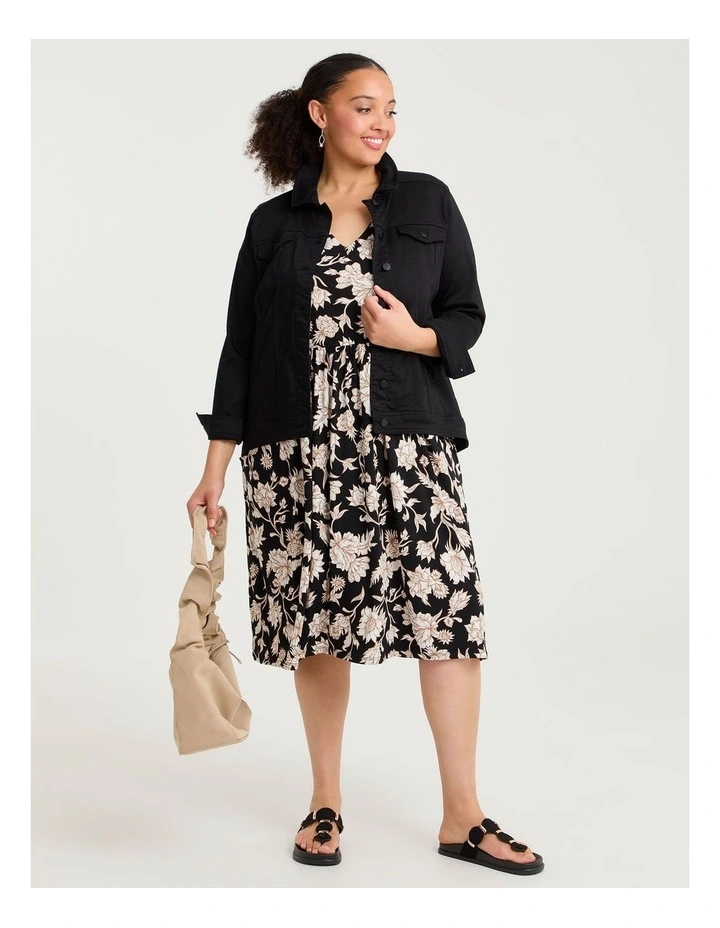 Joy Printed Dress Black/cream image 4