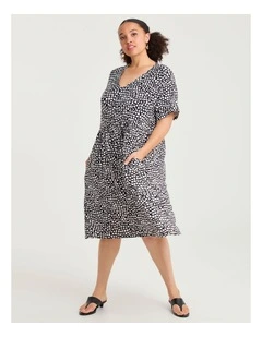 Joy Printed Dress Black Square Print