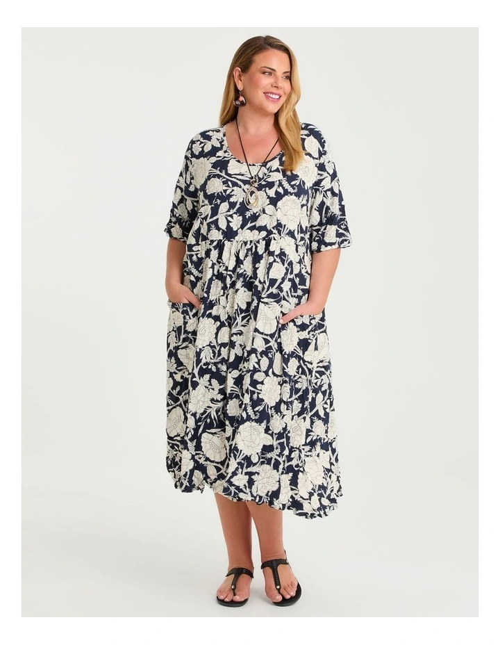 Kiara Patch Pocket Dress in Navy/white image 1