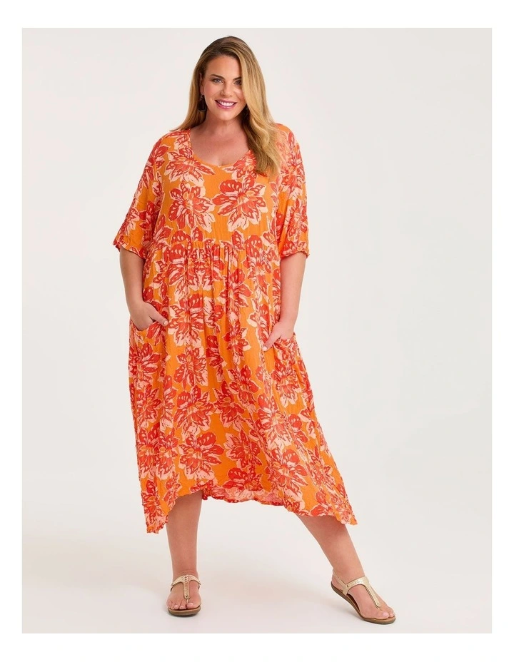 Kiara Patch Pocket Dress in Orange/red image 1