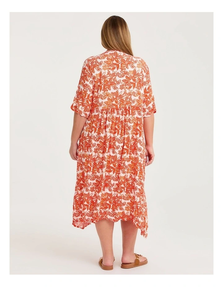Kiara Patch Pocket Dress in Orange/white image 2