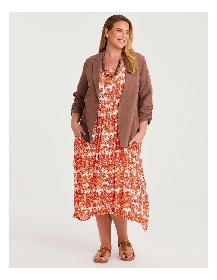 Kiara Patch Pocket Dress in Orange/white image 4
