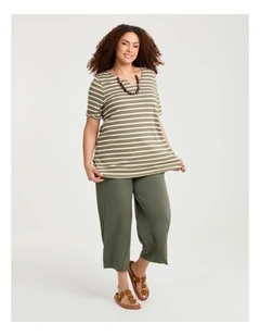 Pull On Crop Culotte Khaki