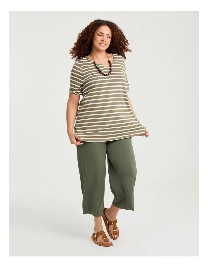 Pull On Crop Culotte Khaki image 1