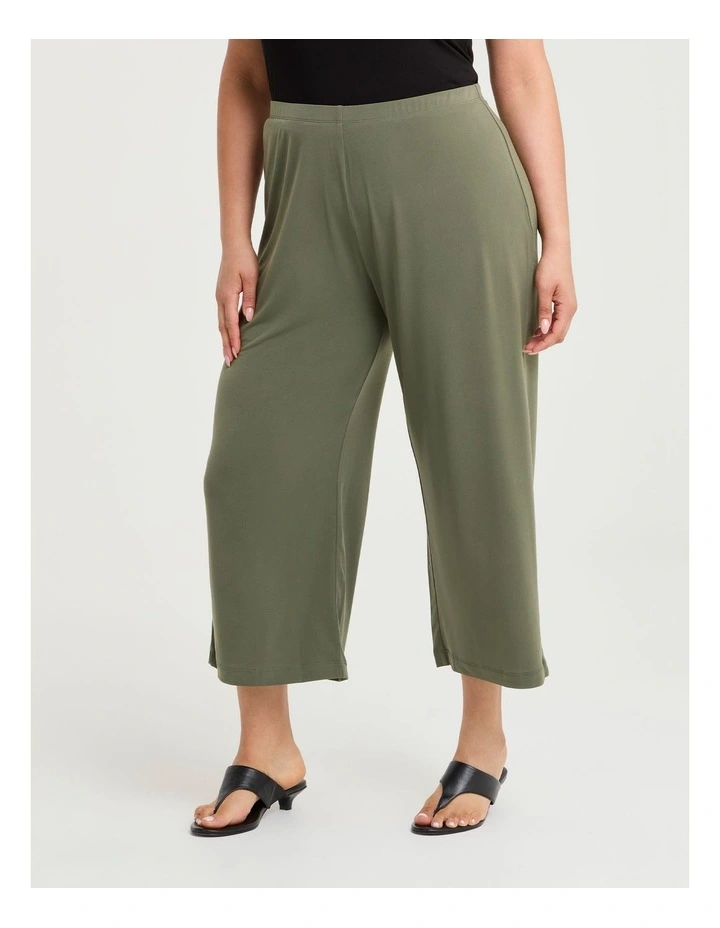 Pull On Crop Culotte Khaki image 3