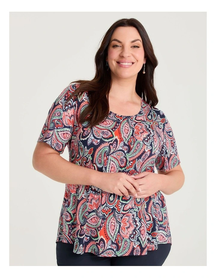 Julia Luna Top Orange Print image 1