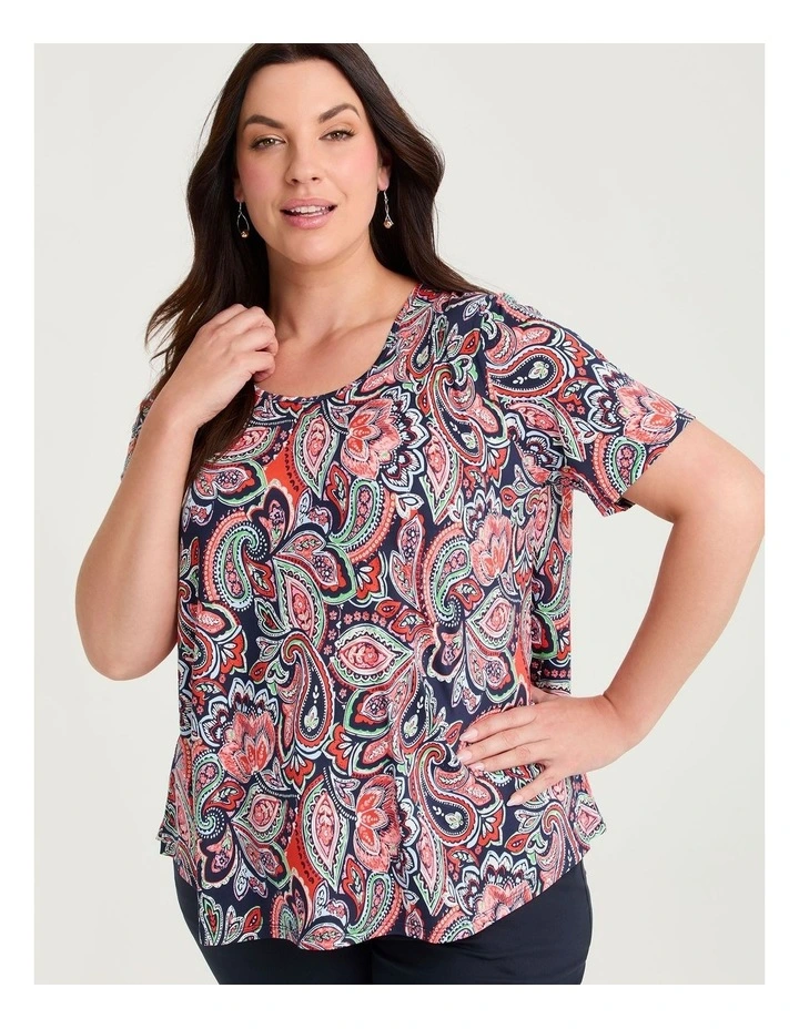 Julia Luna Top Orange Print image 3