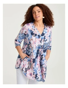 Sofia V-neck Tunic Blue/pink